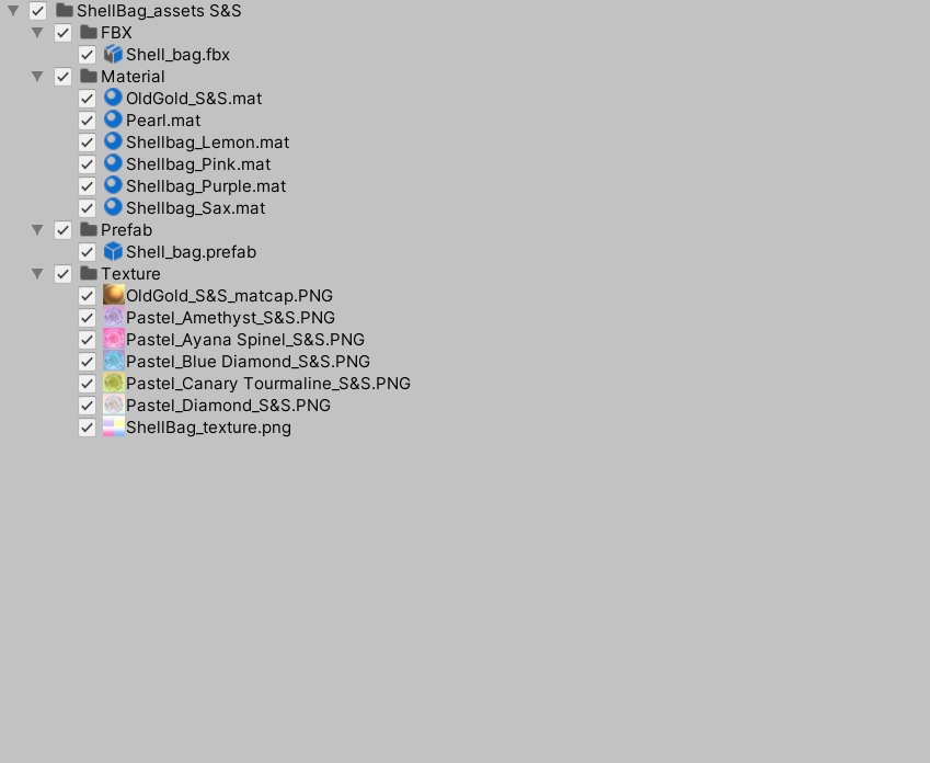 VRChat想定 キラキラシェルバックアセット