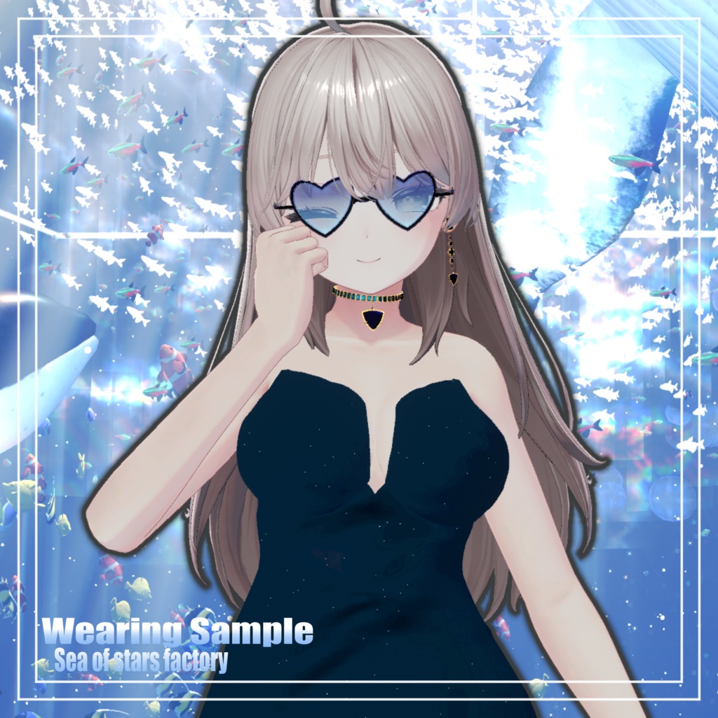 VRChat想定 ピカピカエモエモなハート眼鏡アセット