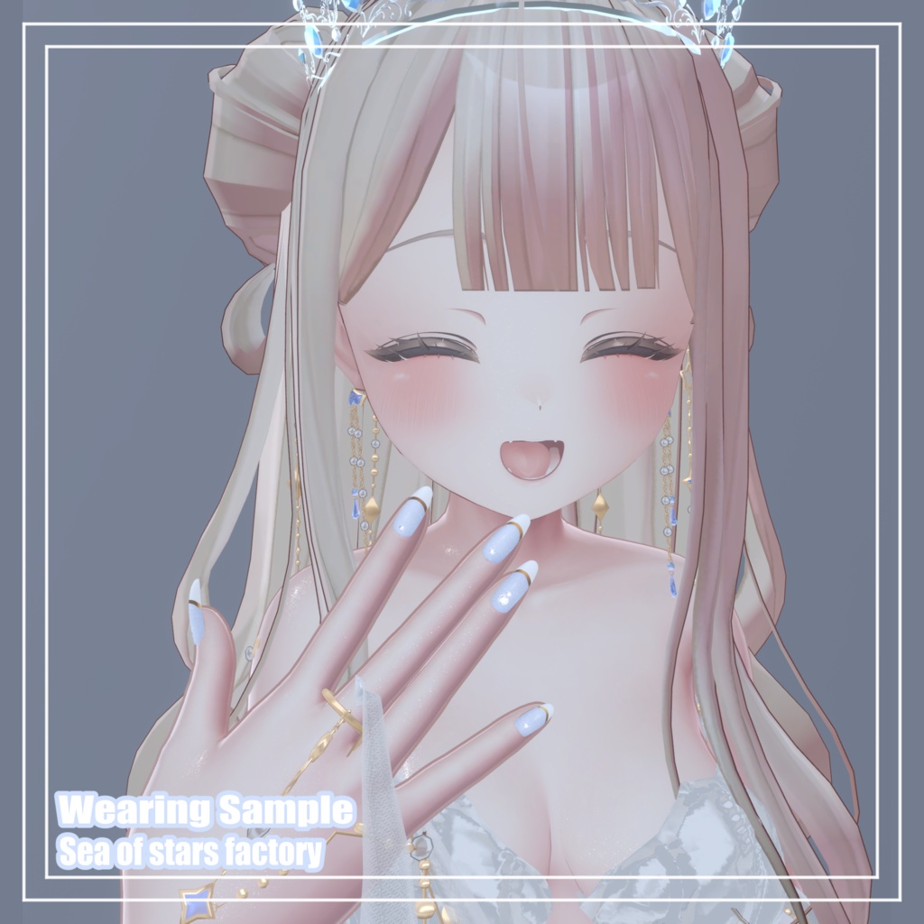 VRChat想定 ぷっくりシンプルフレンチネイルアセット(オーディオリンク対応)複数アバター対応