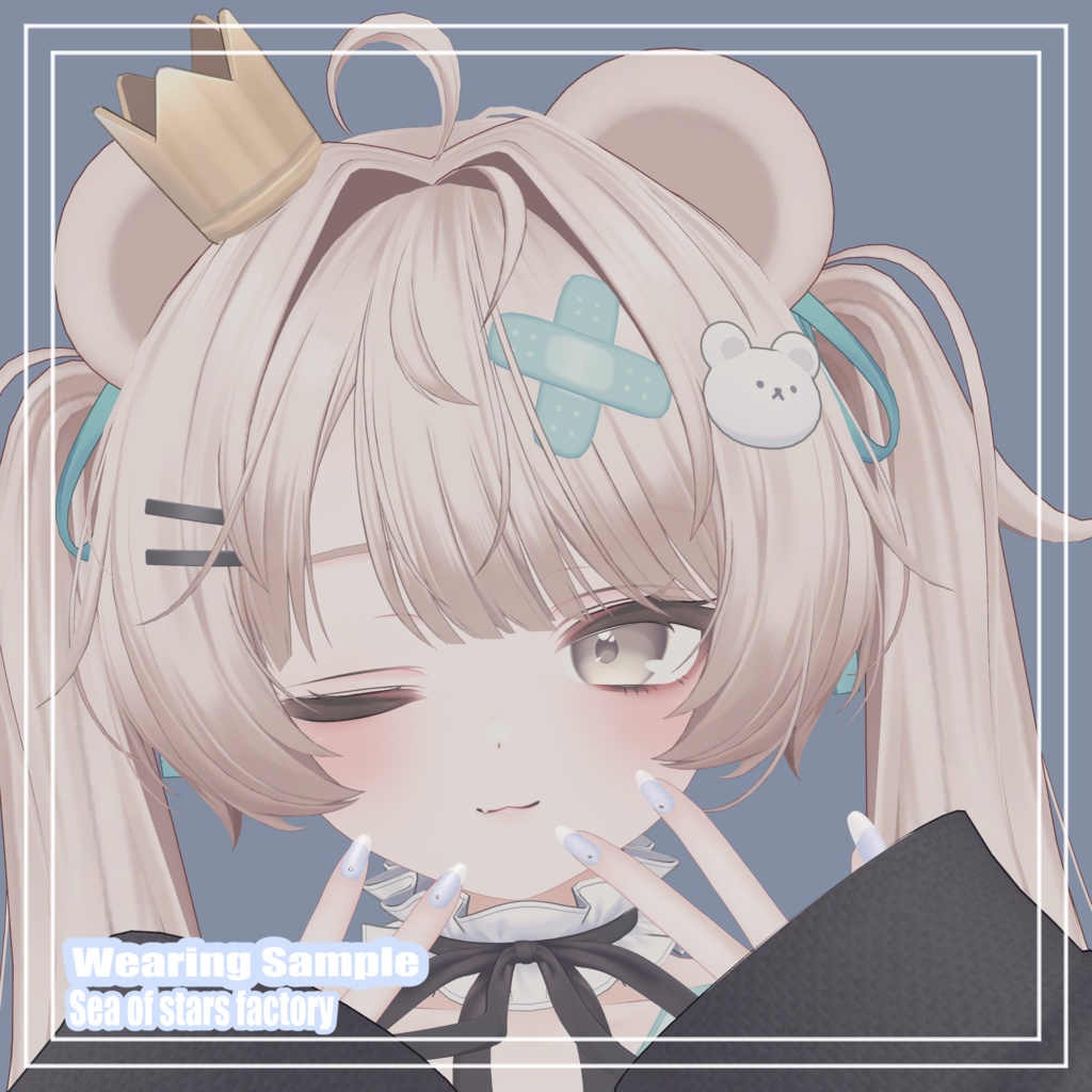 VRChat想定 ぷっくりシンプルフレンチネイルアセット(オーディオリンク対応)複数アバター対応