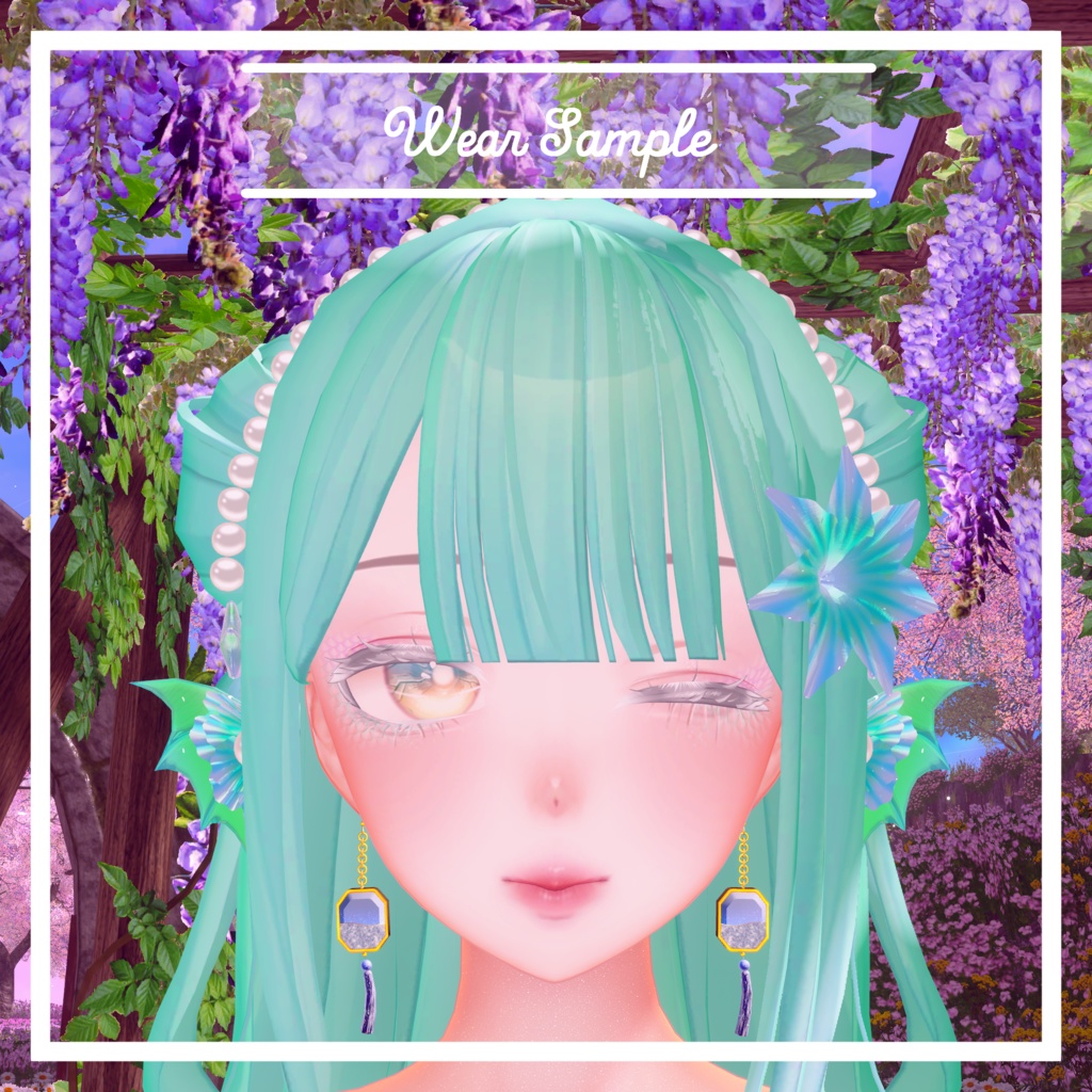 VRChat想定 マーブルストーンイヤリングアセット