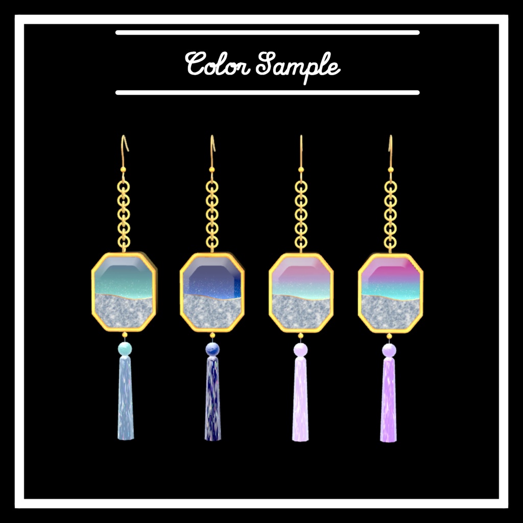 VRChat想定 マーブルストーンイヤリングアセット