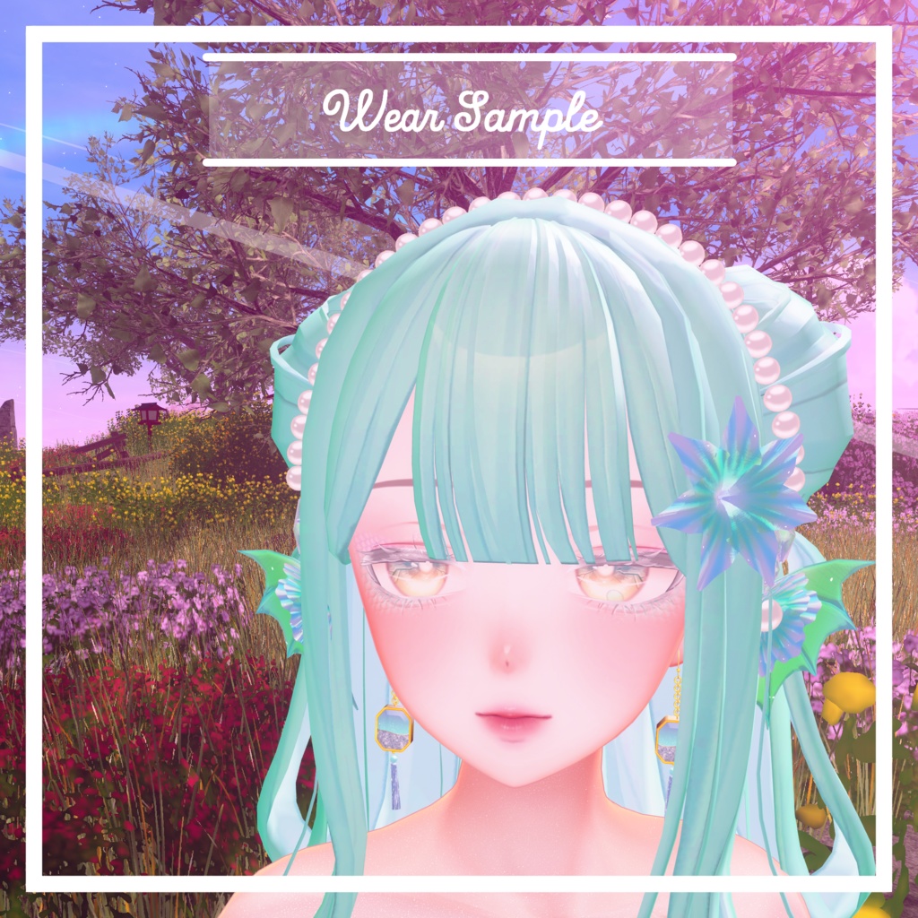 VRChat想定 マーブルストーンイヤリングアセット