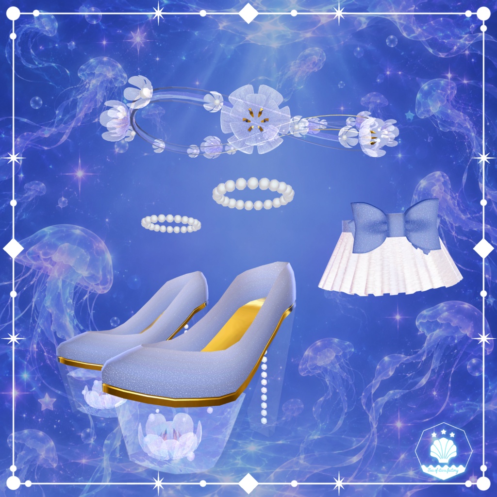 VRC想定 星降り夜のクラゲのドレス(starry Jellyfish Dress)