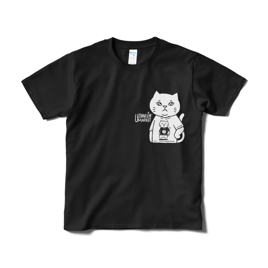猫Tを着た猫Tを着た猫【Tシャツ（短納期）ブラック】