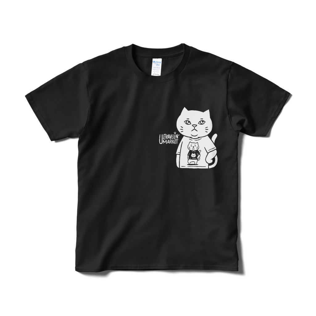 猫Tを着た猫Tを着た猫【Tシャツ(短納期)ブラック】