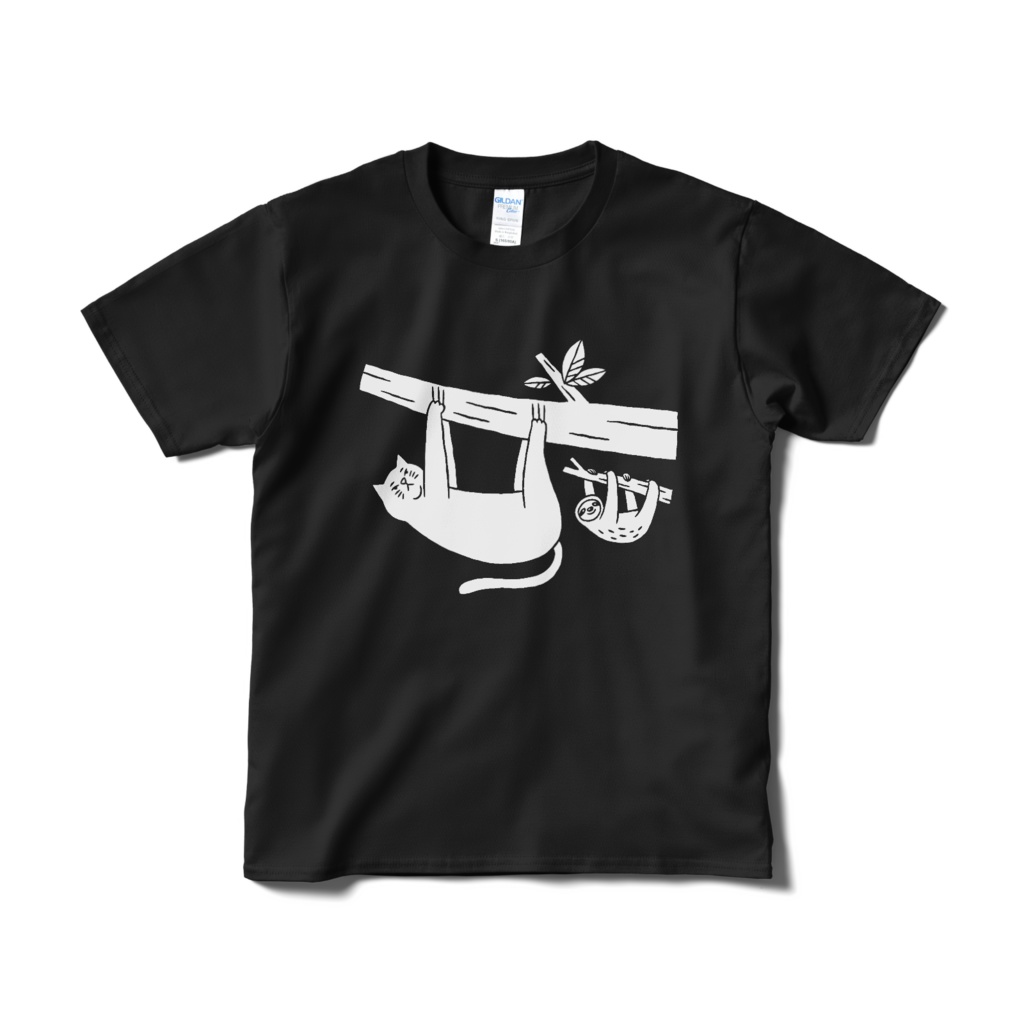 なまけてるように見えて頑張ってる猫【Tシャツ（短納期）ブラック】