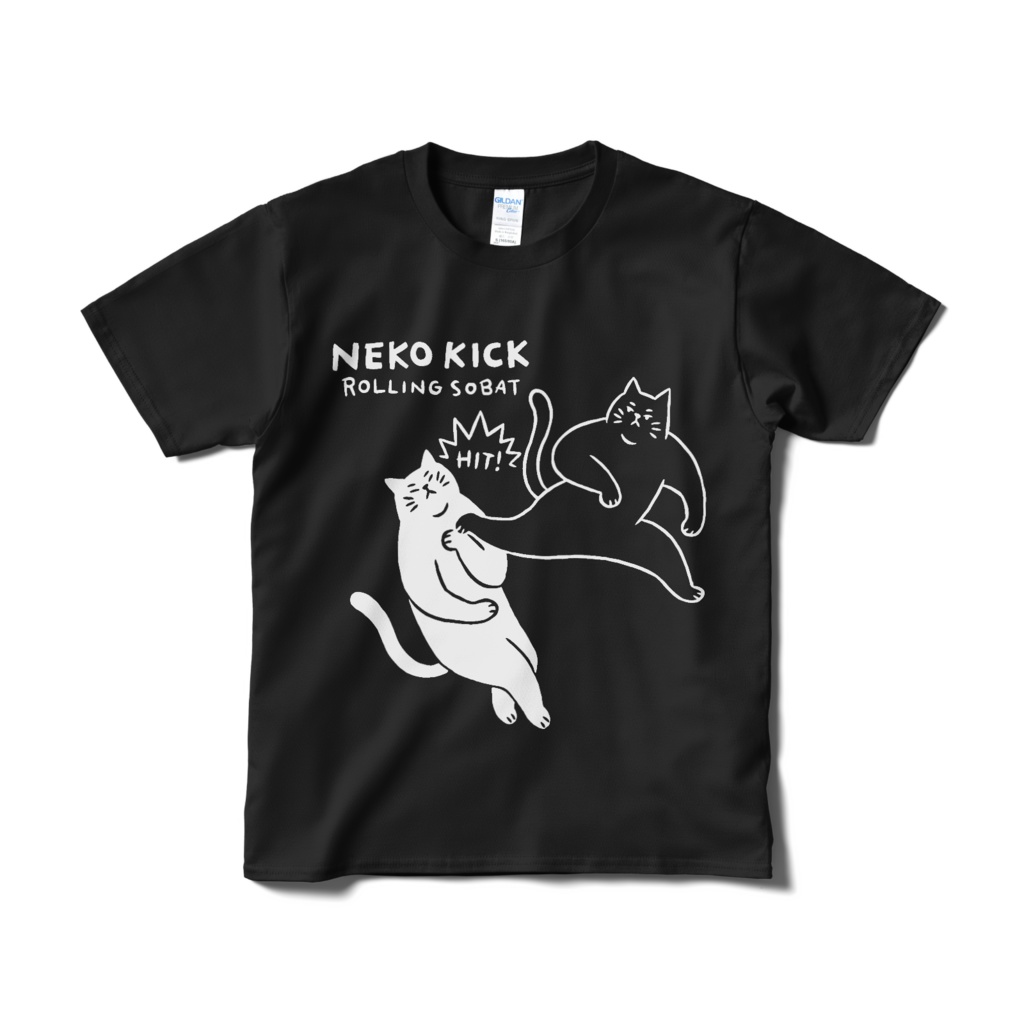猫キック（ローリングソバット）【Tシャツ（短納期）ブラック】