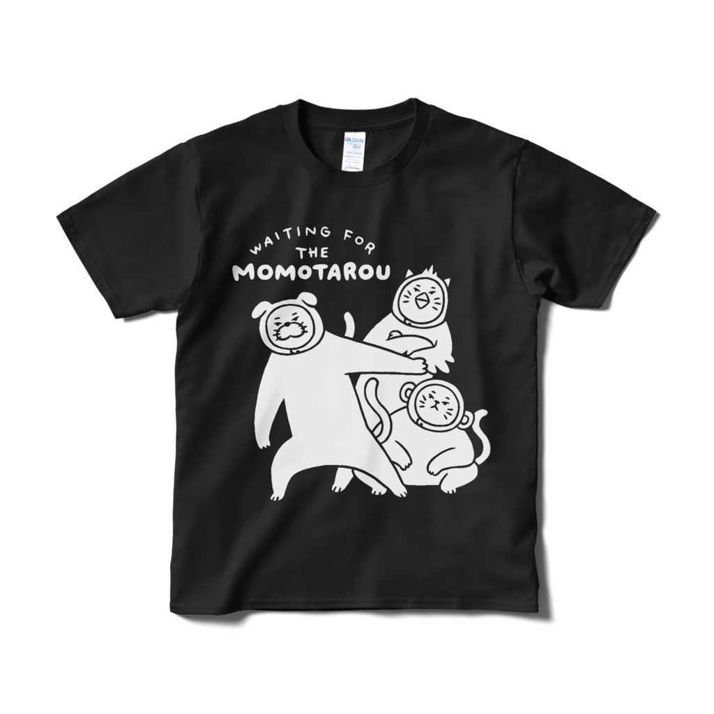 桃太郎待ち【Tシャツ（短納期）ブラック】