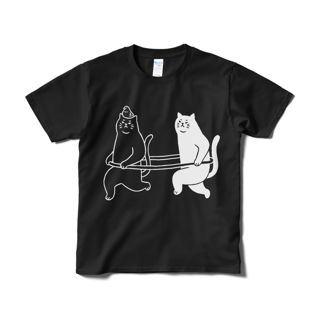 ねこポッポ【Tシャツ（短納期）ブラック】