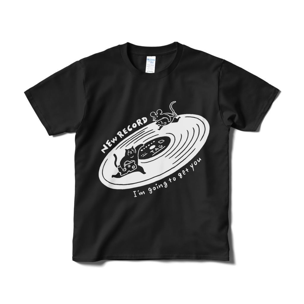 レコード【Tシャツ(短納期)ブラック】