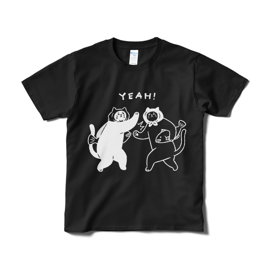 さかなどろぼうハイタッチ【Tシャツ（短納期）ブラック】