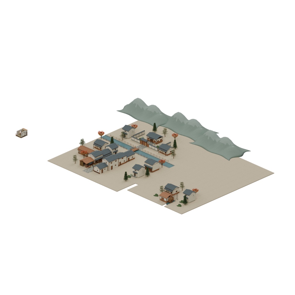 和風の街 3D素材集|建物・内装・小物 103点(FBX / GLB / OBJ / blend)