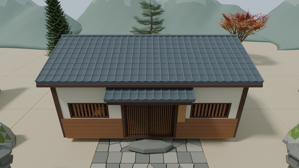 和風の街 3D素材集|建物・内装・小物 103点(FBX / GLB / OBJ / blend)