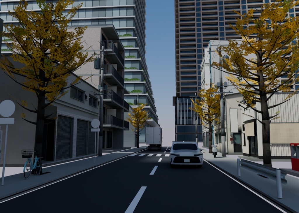 今の東京の街並み 3D素材集|建物・内装・乗り物・街の小物 70点(blend / GLB / FBX)