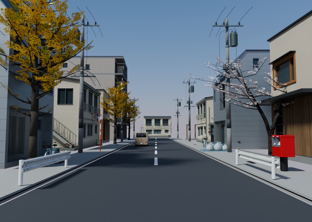 今の東京の街並み 3D素材集|建物・内装・乗り物・街の小物 70点(blend / GLB / FBX)