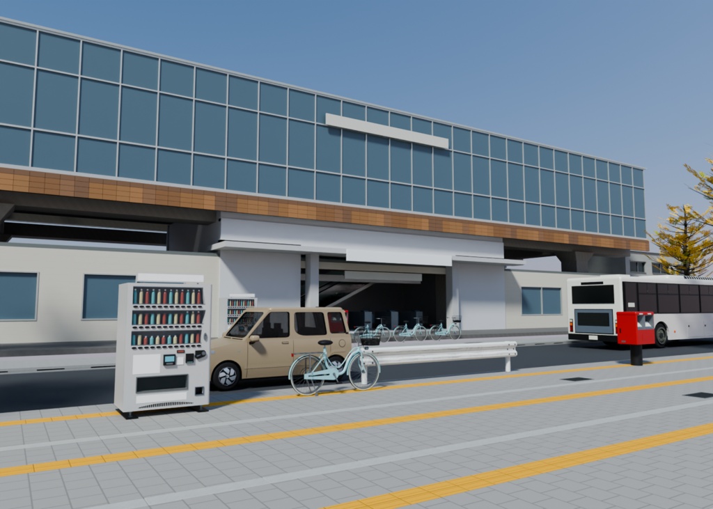 今の東京の街並み 3D素材集|建物・内装・乗り物・街の小物 70点(blend / GLB / FBX)