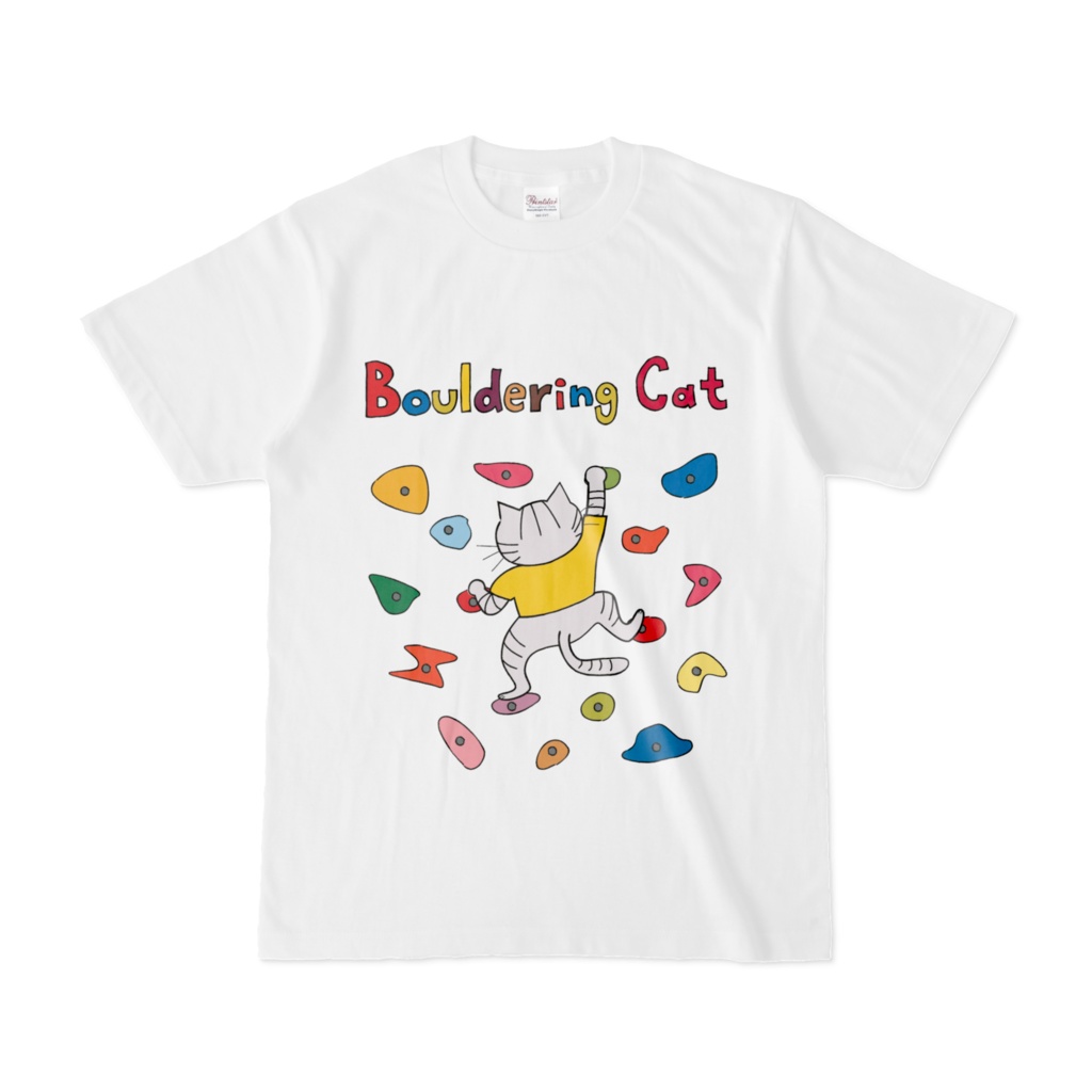 ボルダリングする猫のTシャツ