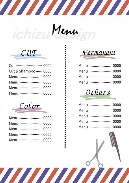 【Canvaで編集可】理容室のメニュー表テンプレート-01