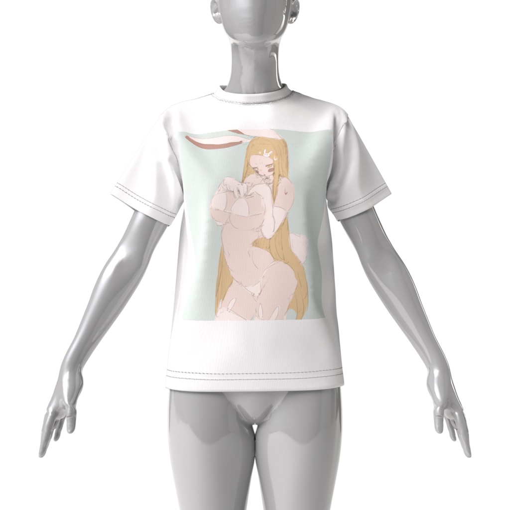 ラッキーちゃんビッグシルエットTシャツ 白黒 2色
