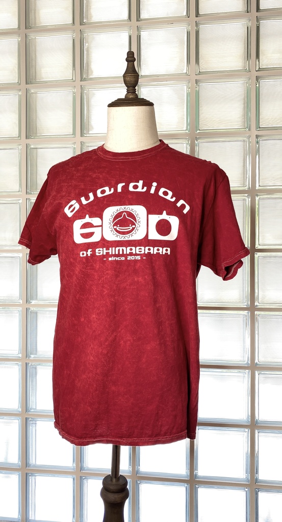 【島原守護神しまばらん】ヴィンテージ風Tシャツ【赤色x白字】
