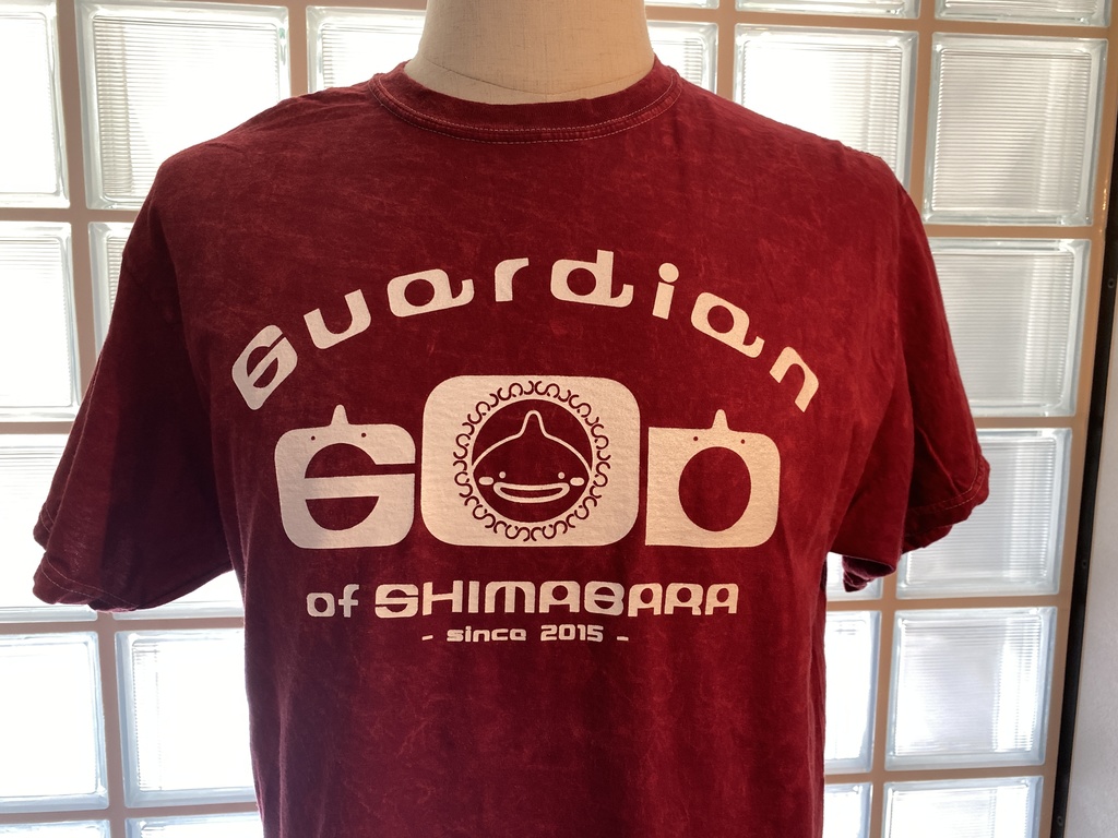 【島原守護神しまばらん】ヴィンテージ風Tシャツ【赤色x白字】
