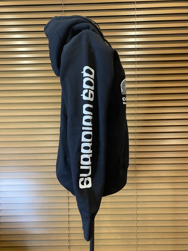 【島原守護神しまばらん】12.4oz パーカー【黒×白 両袖印刷】