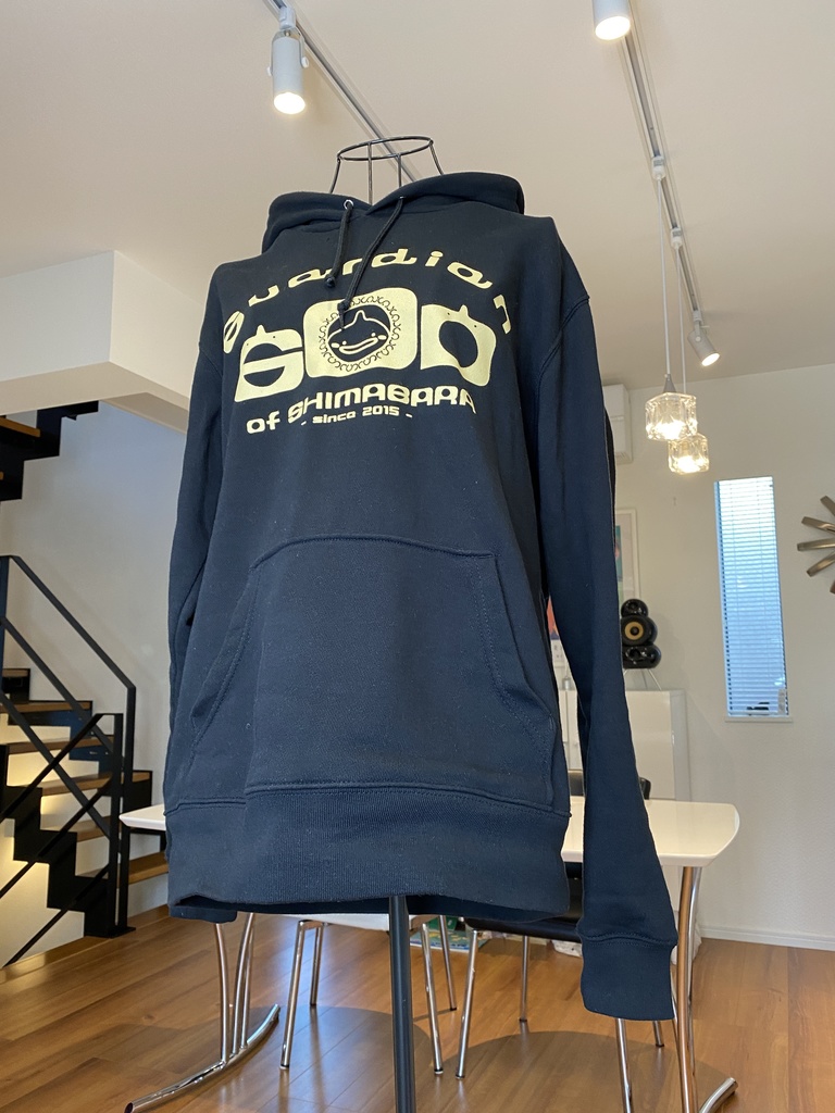 【島原守護神しまばらん】8.4oz パーカー【黒xアイボリー 片袖印刷】