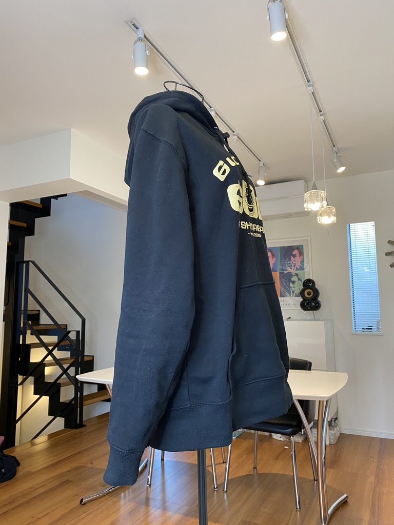 【島原守護神しまばらん】8.4oz パーカー【黒xアイボリー 片袖印刷】