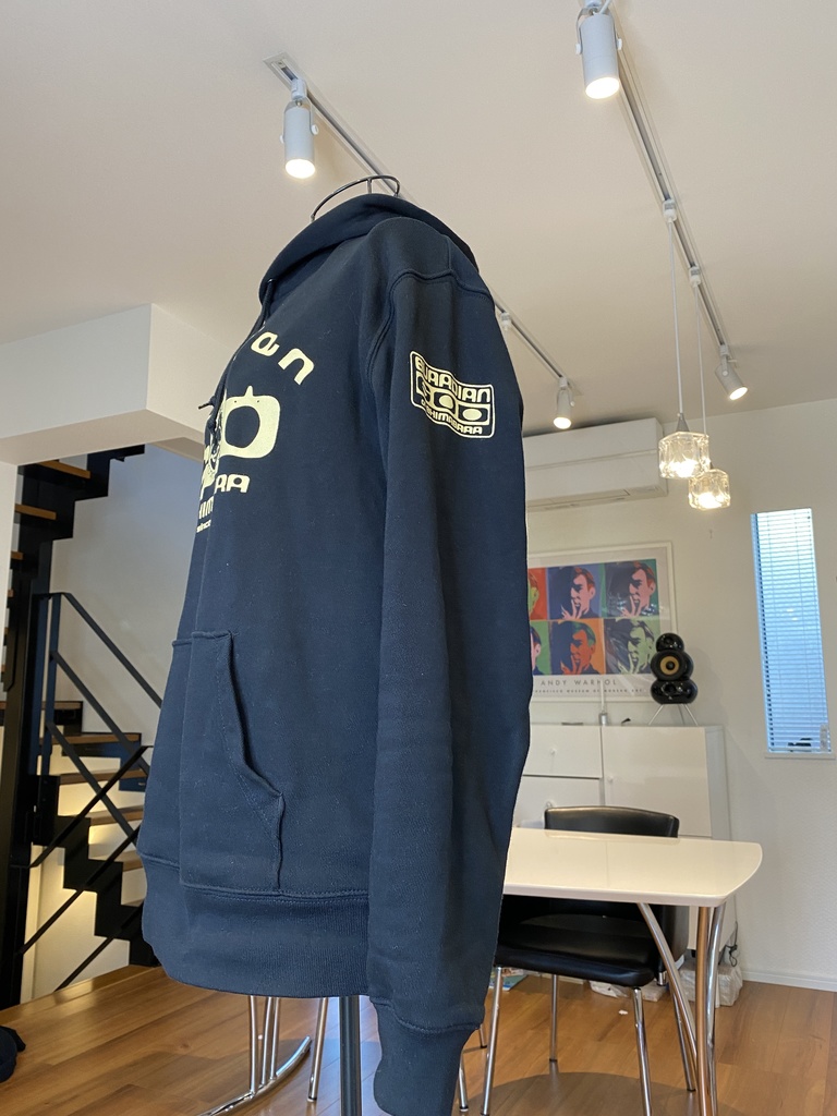 【島原守護神しまばらん】8.4oz パーカー【黒xアイボリー 片袖印刷】