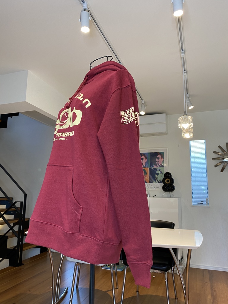 【島原守護神しまばらん】8.4oz パーカー【黒xアイボリー 片袖印刷】