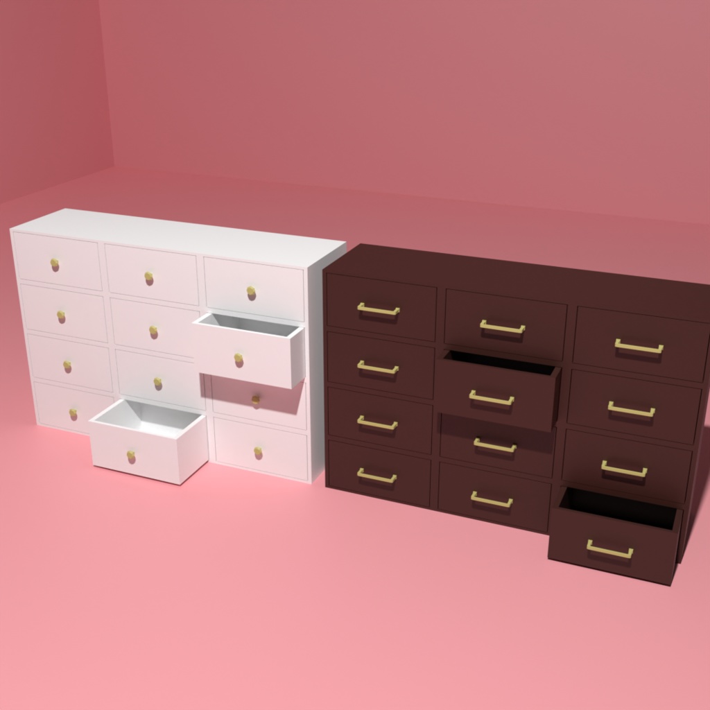 【シンプル】キャビネット&チェストセット+薬棚【可愛い】