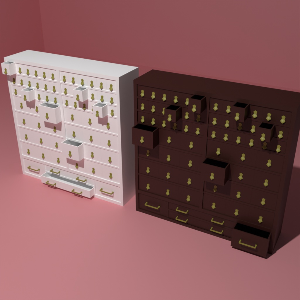 【シンプル】キャビネット&チェストセット+薬棚【可愛い】