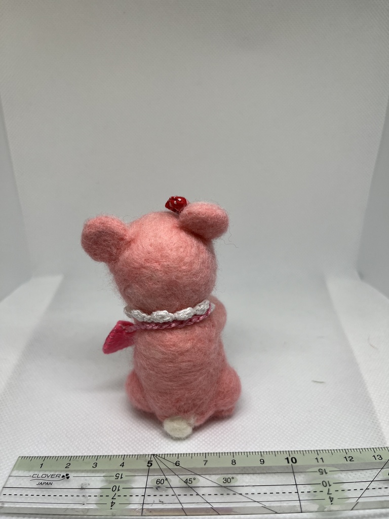 ★羊毛フェルトのレトロくまちゃん単体のみ(ピンク)★(オプションもどうぞ)