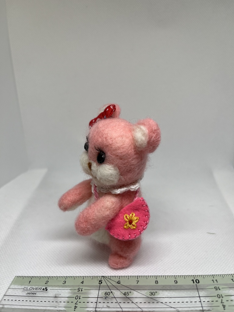★羊毛フェルトのレトロくまちゃん単体のみ(ピンク)★(オプションもどうぞ)