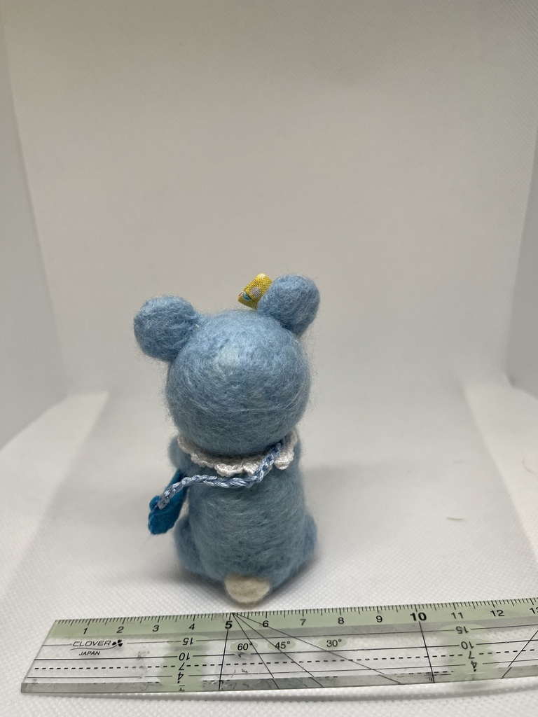 ★羊毛フェルトのレトロくまちゃん(ブルー)単体のみ★(オプションもどうぞ)