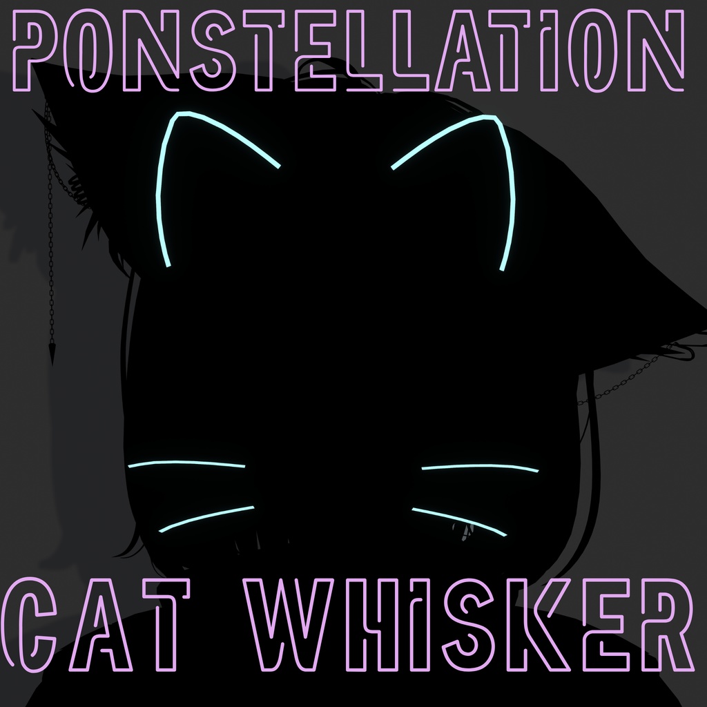 ネオン風ねこみみ&ねこひげ