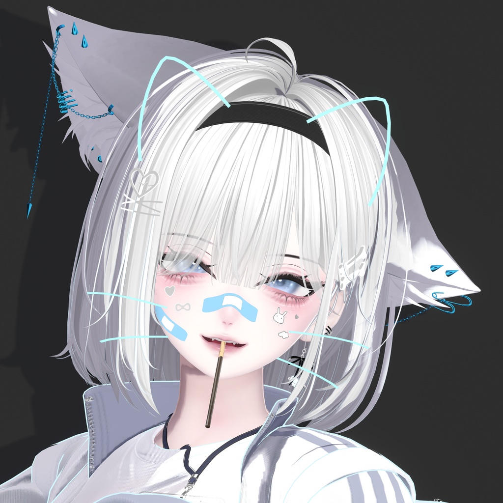 ネオン風ねこみみ&ねこひげ