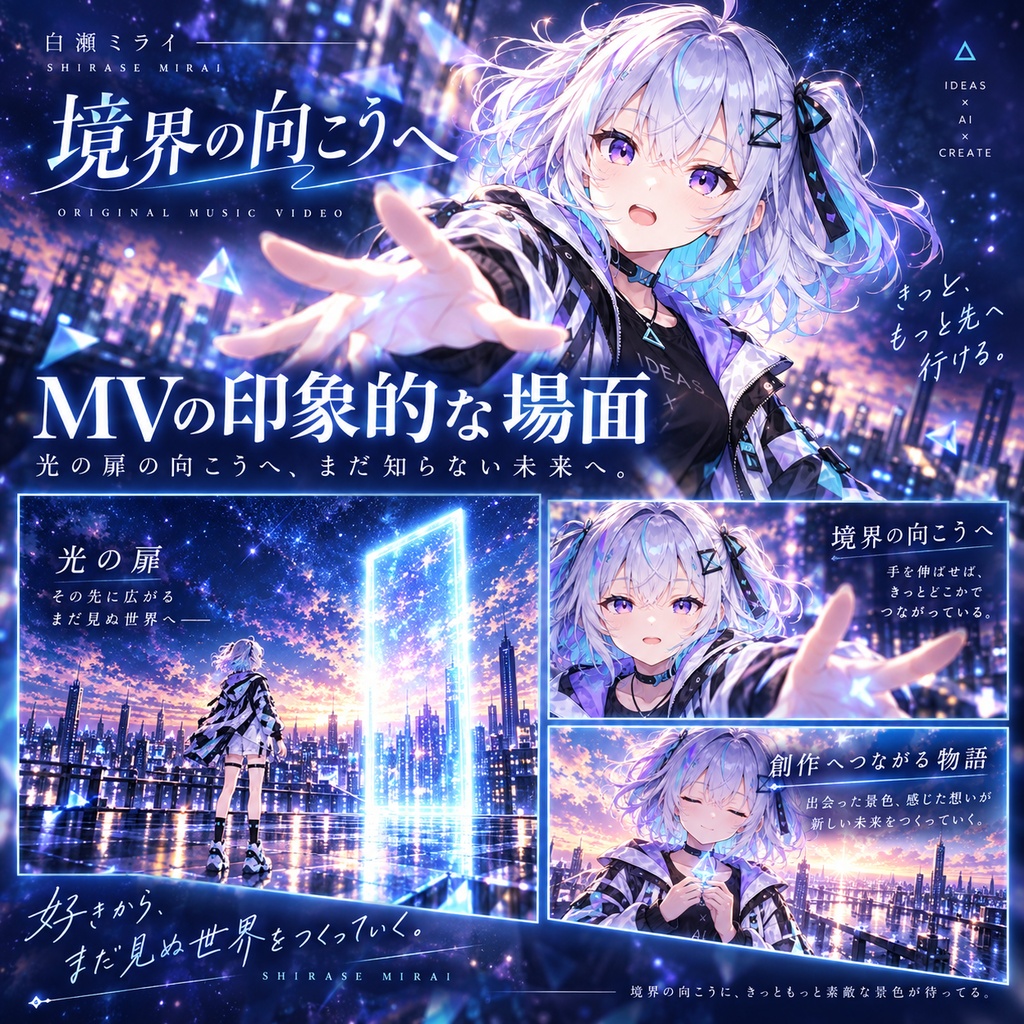 【MV・インスト・イラスト12枚付き】境界の向こうへ|白瀬ミライ【オリジナル楽曲】