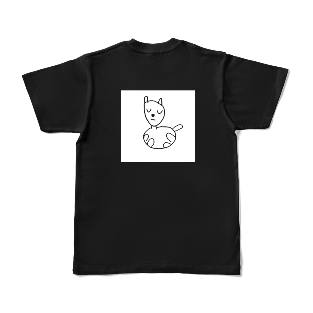 【HETAKUSO】まるまって寝るネコTシャツ(半袖)・ブラック