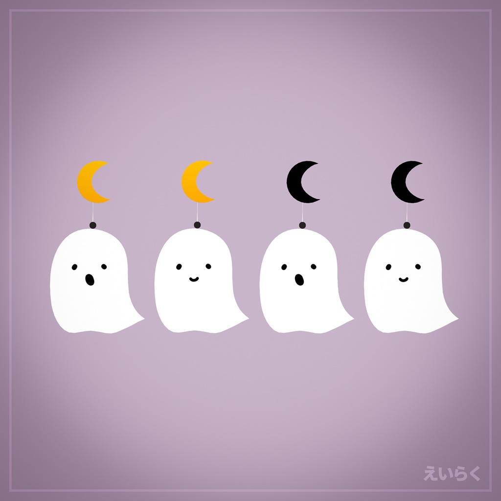 【VRChat想定】三日月幽霊イヤリング Moon Ghost Earring