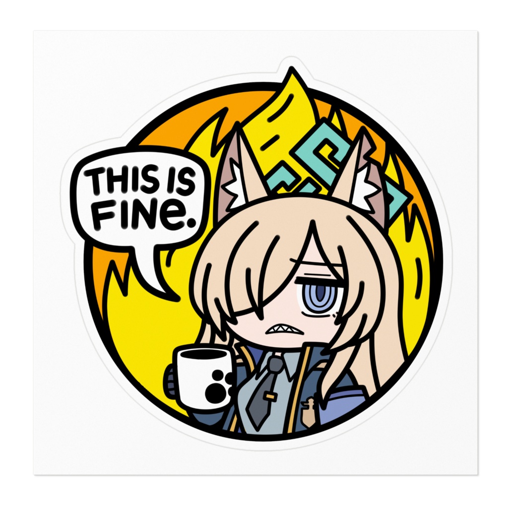 尾刃カンナ "This is Fine" ブルアカ ステッカー