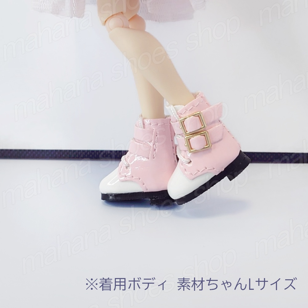 1/12 オビツ11 靴 ダブルベルト 編み上げ ブーツ 黒 ねんどろいど ピコニーモ メガミデバイス 30MS 創彩少女庭園