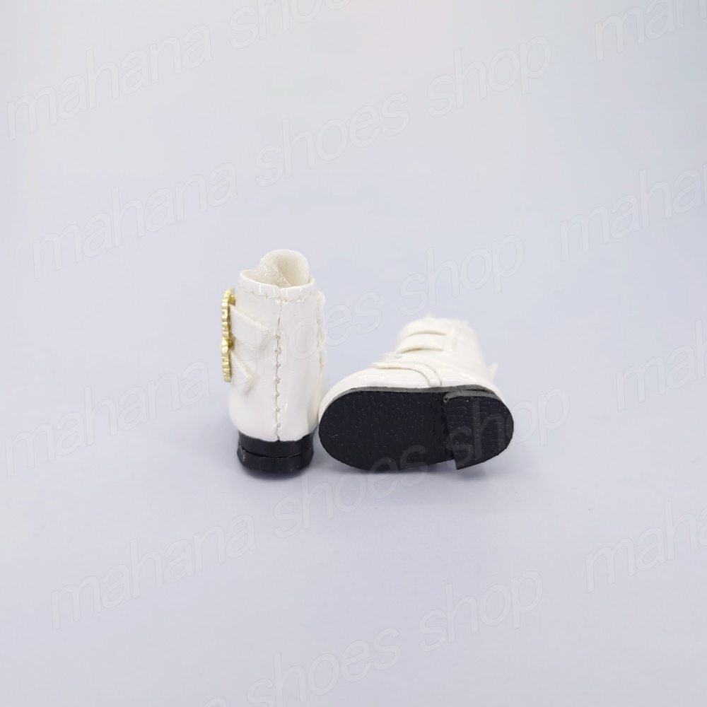 1/12 オビツ11 靴 ダブルベルト 編み上げ ブーツ ピュアホワイト ねんどろいど ピコニーモ メガミデバイス 30MS 創彩少女庭園