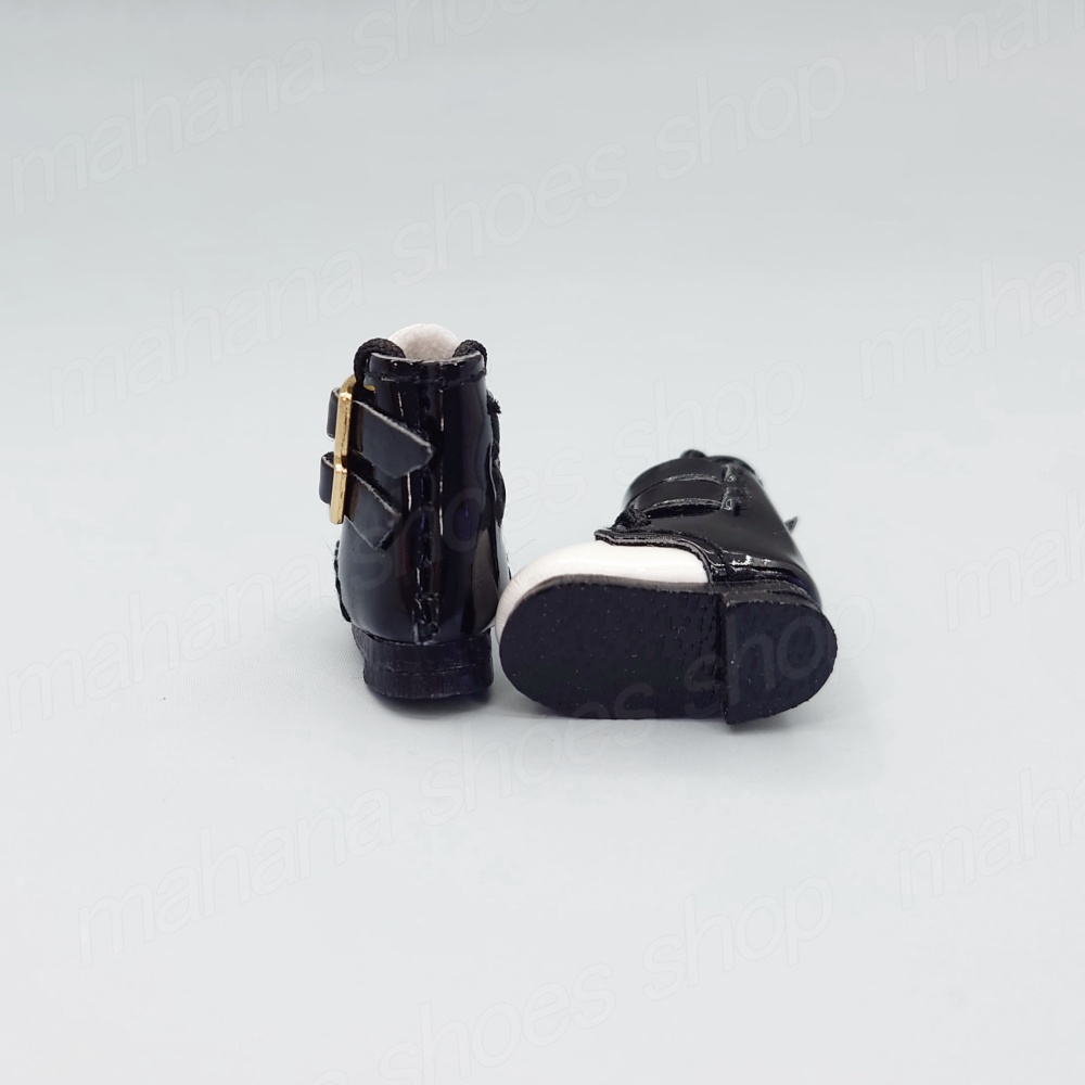 1/12 オビツ11 靴 バイカラー ダブルベルト 編み上げ ブーツ ホワイト✕ブラック ねんどろいど ピコニーモ メガミデバイス 30MS 創彩少女庭園