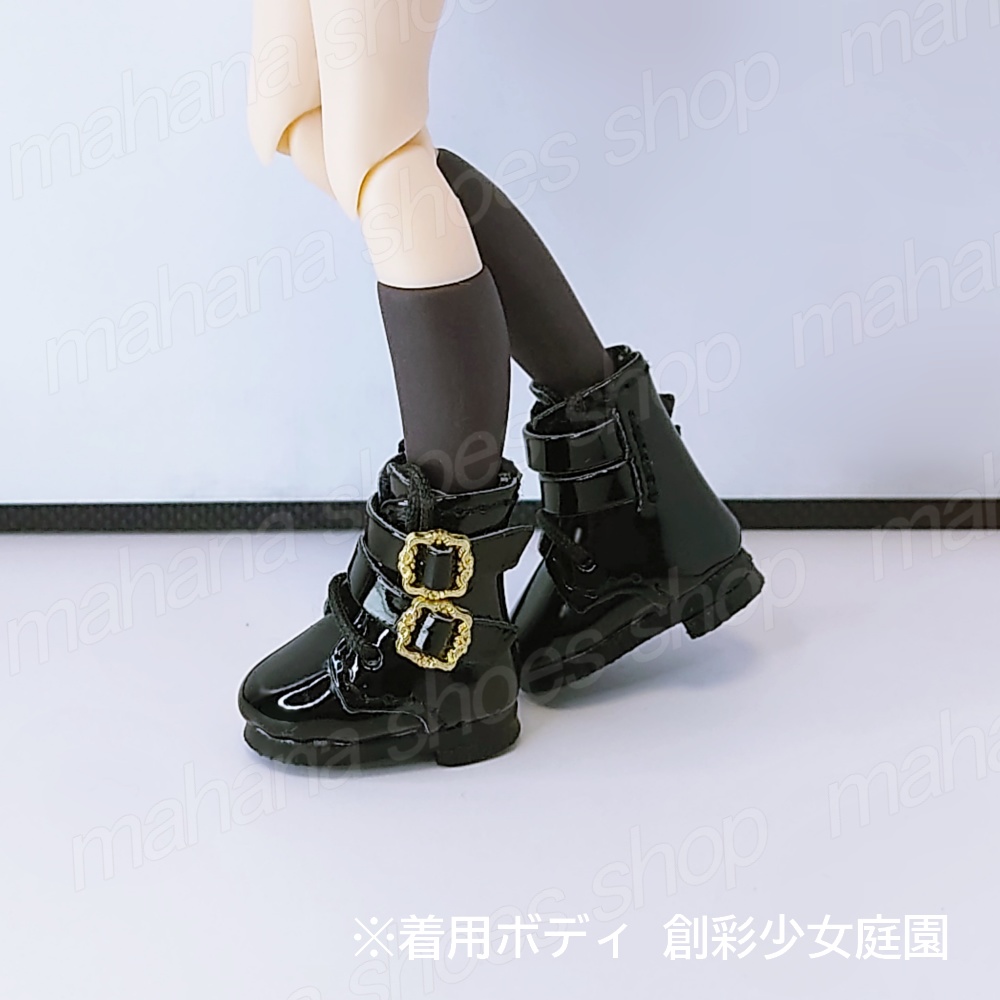 1/12 オビツ11 靴 バイカラー ダブルベルト 編み上げ ブーツ ホワイト✕ダークブラウン ねんどろいど ピコニーモ メガミデバイス 30MS 創彩少女庭園