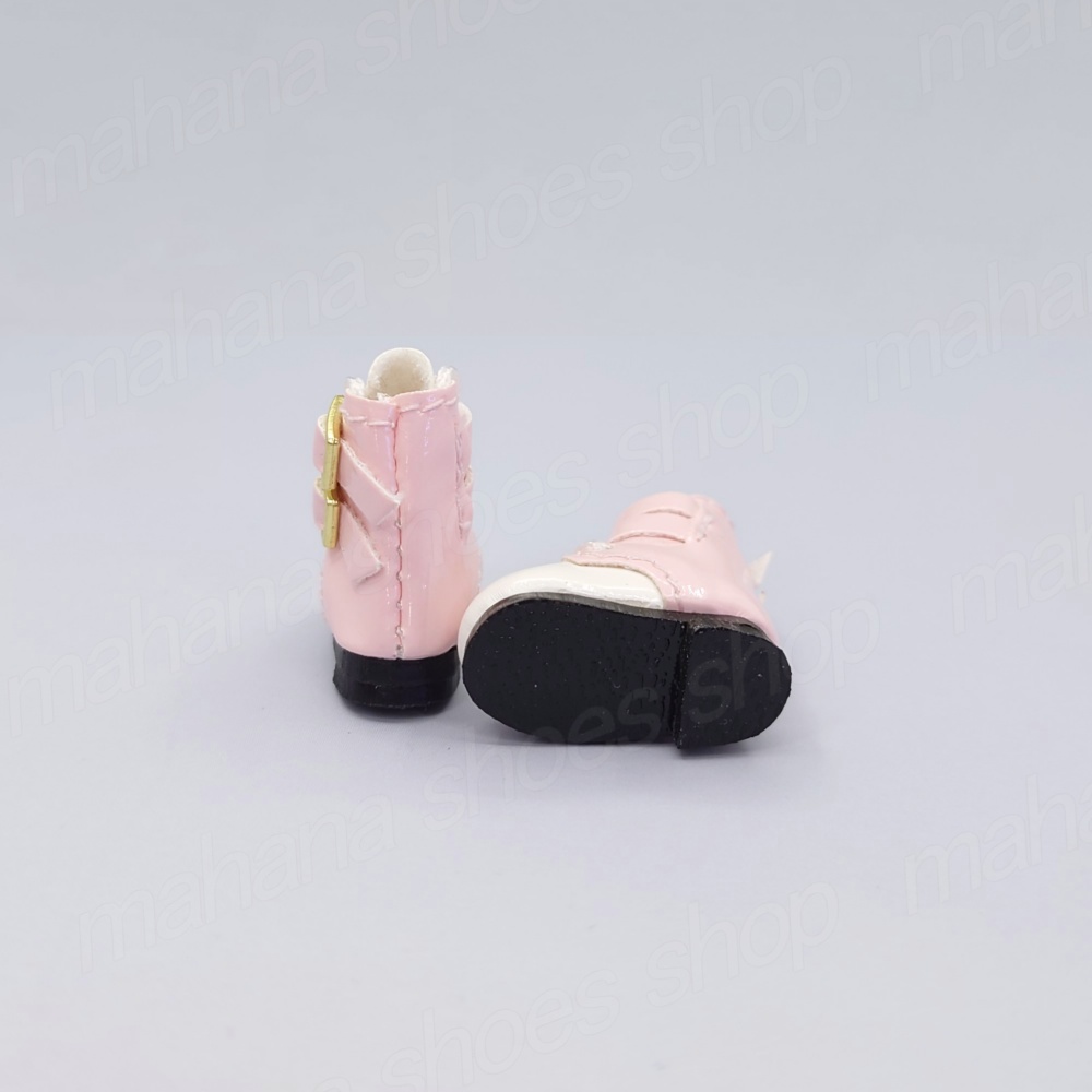 1/12 オビツ11 靴 バイカラー ダブルベルト 編み上げ ブーツ ホワイト✕ピンク ねんどろいど ピコニーモ メガミデバイス 30MS 創彩少女庭園