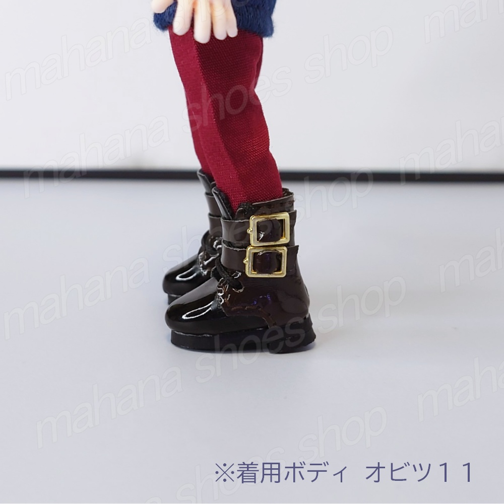 1/12 オビツ11 靴 バイカラー ダブルベルト 編み上げ ブーツ ホワイト✕ピンク ねんどろいど ピコニーモ メガミデバイス 30MS 創彩少女庭園