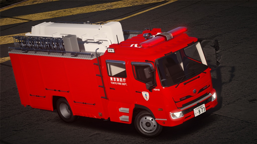【GTA5 / FiveM】日野レンジャー ブーム付消防車 (東京) MOD  [ポンプ車]