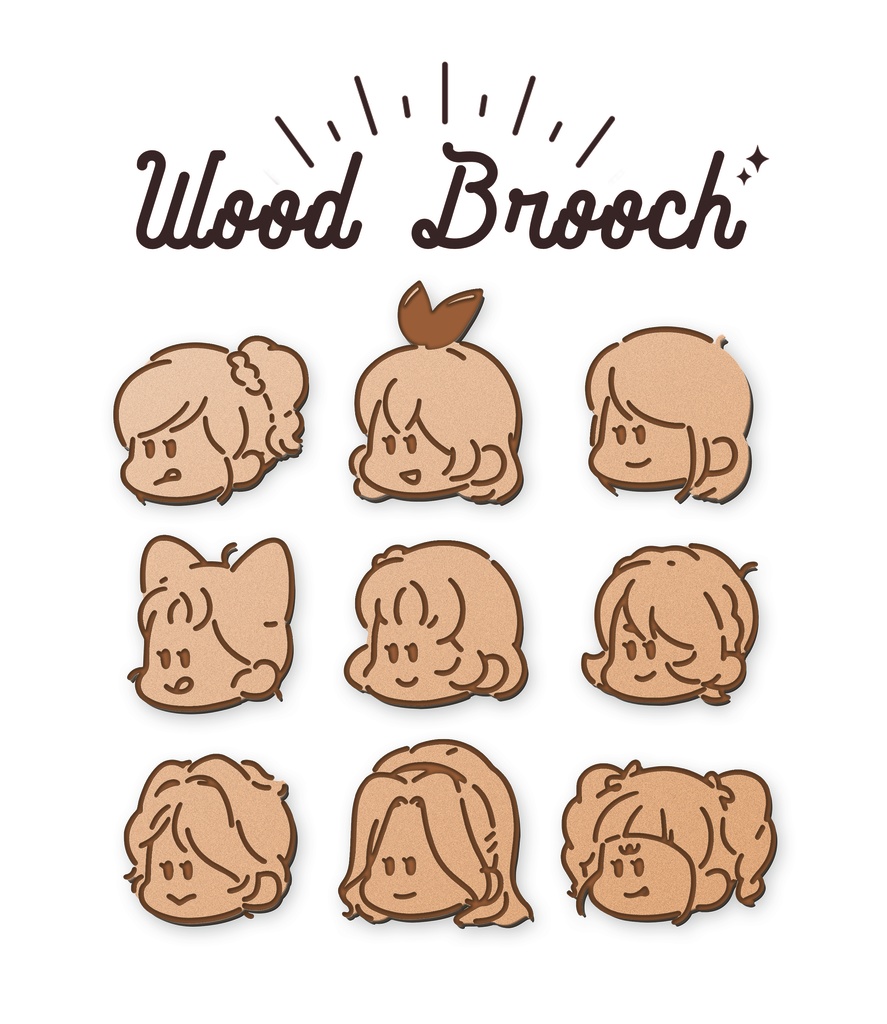 ウッドブローチ(30mm)
